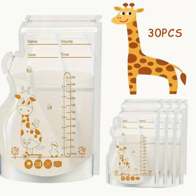Paquete de 30/60 bolsas de almacenamiento de leche sin BPA de 250ml bolsas seguras para congelador de leche materna y alimentos para bebés para una fácil alimentación