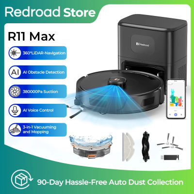 Robot Aspirador Redroad R11 Max con Autovaciado, Manos Libres Hasta 90 Días, Robot Aspirador y Mopa 3 en 1 con 38000Pa de Succión