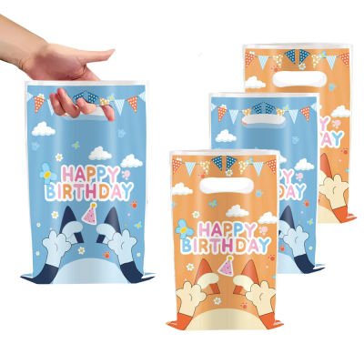 Bolsa de regalo con dibujos de perros azules, bolsa de plástico para dulces, suministros de decoración de cumpleaños para niños y niñas, Baby Shower, 10/30/50 Uds.