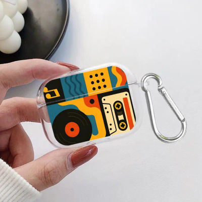 Fundas transparentes para auriculares con diseño de música retro de moda para Airpods 3 Pro Pro3 2 4 Pro2 1