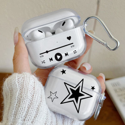 Funda protectora con diseño de corazón y estrella para reproductor de música, fundas para auriculares AirPods 2/3/4 para AirPods Pro3/Pro2/Pro
