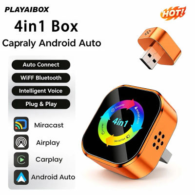 Adaptador Inalámbrico 4 en 1 para Carplay y Android Auto 2026, Mirror Link, Plug & Play, Bluetooth para Apple y Android