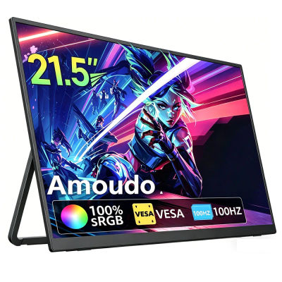Monitor Portátil Amoudo de 21,5 Pulgadas, 1080P, 100Hz, Compatible con VESA, Pantalla Ancha, Segundo Monitor