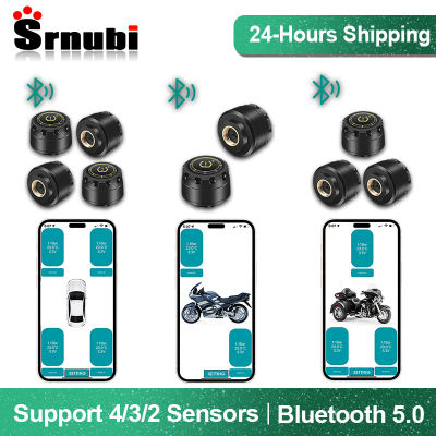 Sistema de supervisión de presión de neumáticos TPMS para coche, Bluetooth 5,0, pantalla de teléfono móvil, Sensor de presión de neumáticos de coche y motocicleta para lOS y Android