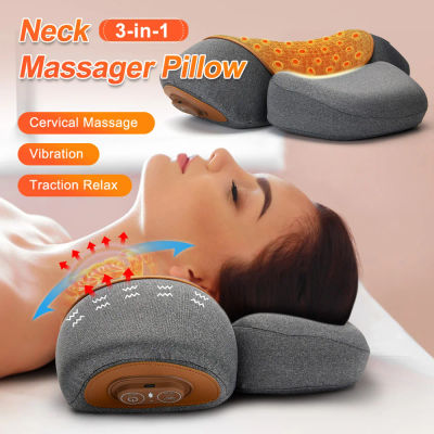 Almohada de Masaje para Cuello con Calor y Vibración, Protege la Columna Cervical, Ayuda a Resolver Problemas de Sueño