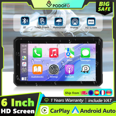 Monitor para Motocicleta Podofo con Carplay, Android Auto Inalámbrico, Airplay, Resistente al Agua IP68, Monitor Portátil con Detección de Presión de Neumáticos (Opcional)