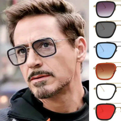 Gafas de Sol Steam Punk Tony Stark para Hombre y Mujer, Gafas de Conducir Cuadradas de Moda, Montura Metálica Unisex, Lentes de Sol Modernas