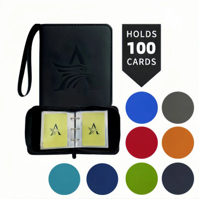 Carpeta Premium con Cierre para Tarjetas Coleccionables, 100 Bolsillos de Doble Cara, Carpeta de PU para MTG, TCG, Tarjetas Deportivas