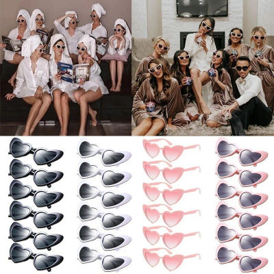 6/12 Uds. Gafas de sol con forma de corazón, regalos de boda para invitados, gafas de sol para despedida de soltera, recuerdos de fiesta, gafas de sol de moda para mujer