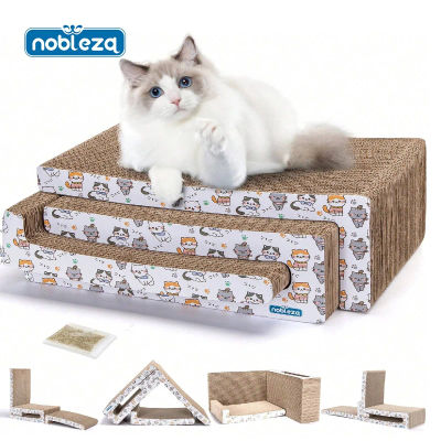 Nobleza Rascador Cartón para Gatos Tableros 3 en 1 con Hierba Gatera, Rascador de Cartón Corrugado, Rascador de Muebles, Disponible en Ambos