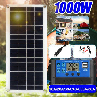 Panel Solar de 1000W, célula Solar de 12V con controlador de 60A y 100A, carga Solar para teléfono RV, cargador de almohadilla MP3 para coche, suministro de batería para exteriores
