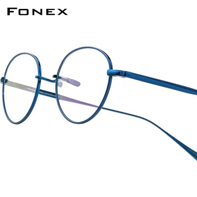 Montura de gafas de titanio FONEX para hombre, gafas ovaladas Retro de diseño de marca para mujer, gafas ultraligeras japonesas Vintage de alta calidad 85732