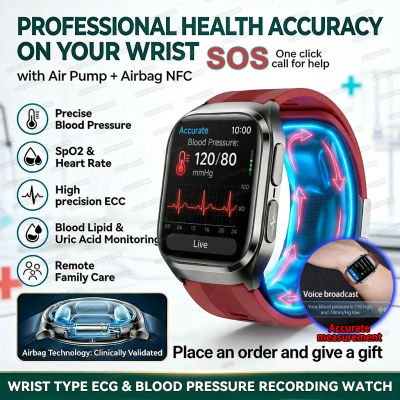 Reloj Inteligente con Medición de Presión Arterial, Bomba de Aire, Correa con Airbag, ECG, PPG, SpO2, Monitor de Ritmo Cardíaco y Sueño, Pantalla AMOLED de 1.43'', Brazalete Inteligente de Salud