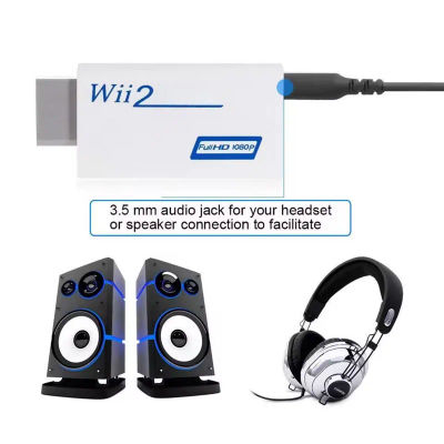 Adaptador Compatible con HDMI de 1080P para consola Wii, convertidor Full HD con Cable de Audio y vídeo con conector de 3,5mm para pantalla de Monitor HDTV de PC