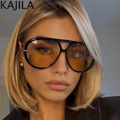 Gafas de sol Punk ovaladas de piloto de gran tamaño para mujer, montura grande 2025, gafas de sol Vintage de lujo de doble haz para mujer, gafas para exteriores UV400
