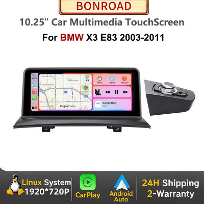 Radio para coche Bonroad sin cable CarPlay Android Auto, para BMW X3 E83, con Bluetooth, navegación GPS, pantalla táctil multimedia