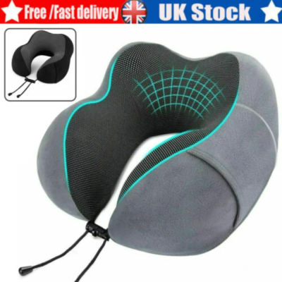 Almohada de viaje de espuma viscoelástica, cojín de soporte para el cuello sin bolsa de transporte, tapones para los oídos, máscara