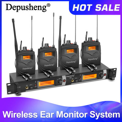 Sistema de Monitoreo Inalámbrico Depusheng TX2/4, Monitor de 2/4 Canales con Auriculares In-Ear Inalámbricos, para Escenario o Estudio