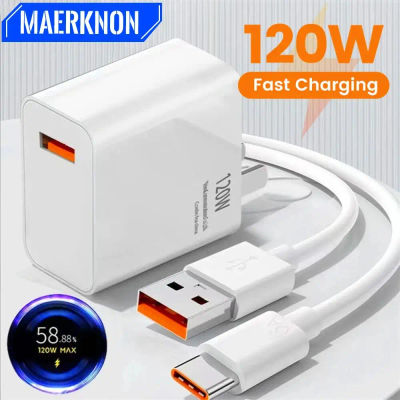 Cargador USB GaN de 120W QC 3,0, adaptador de cargador de teléfono con enchufe UE/EE. UU., Cable tipo C para iPhone, Samsung, Xiaomi, cargador de pared de carga rápida