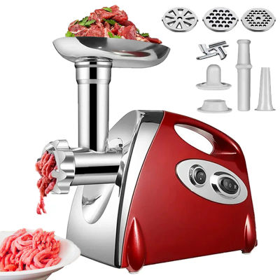 Picadora de Carne Eléctrica de 2800W, Procesador Multifunción de Acero Inoxidable para Verduras y Salchichas, Rebanador, Picador, Procesador de Alimentos para Bebés