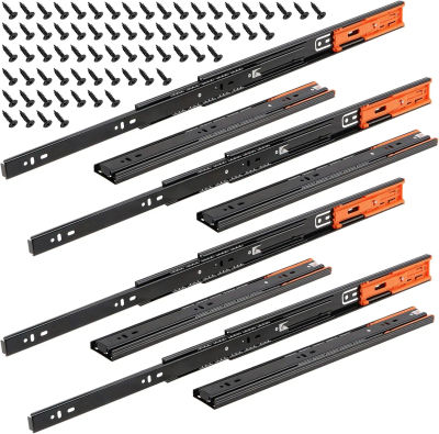Guías de cajón con amortiguador de Metal, 2 uds., 12-20 pulgadas de ancho de pista, 45mm, carril silencioso de tres secciones, accesorios de herrajes para muebles deslizantes