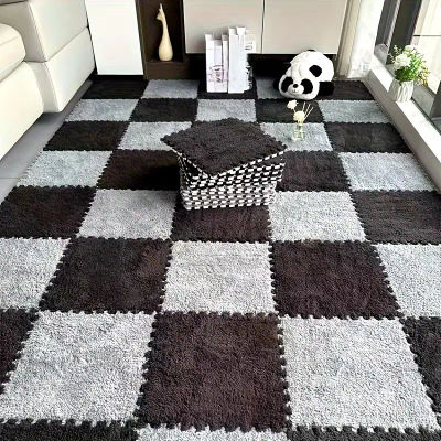 Alfombra de rompecabezas de felpa suave sin BPA, alfombra de espuma entrelazada para sala de estar, Protector de suelo lavable antideslizante cálido, alfombra decorativa para el hogar