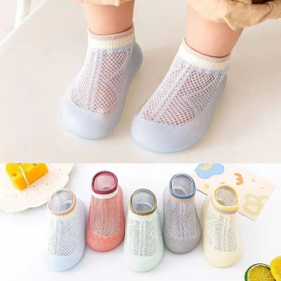 Zapatos de algodón peinado antideslizantes y transpirables para niños, calzado de suela suave para caminar, calcetines de malla para bebés, novedad de verano 2024