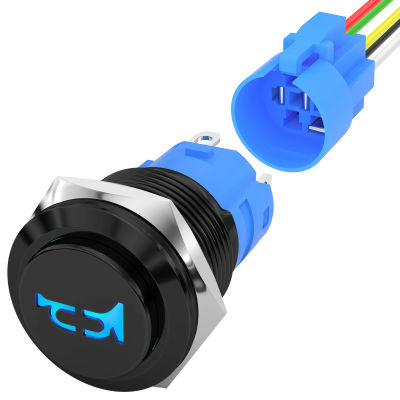 DaierTek 12V interruptor de bocina interruptor de botón de bocina 12V 16MM interruptor de botón momentáneo altavoz interruptor de bocina para coche barco motocicleta