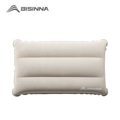 BISINNA Almohada inflable, Almohada portátil para el cuello para acampar, Cojín de aire flocado plegable comprimible para dormir, viajes, senderismo