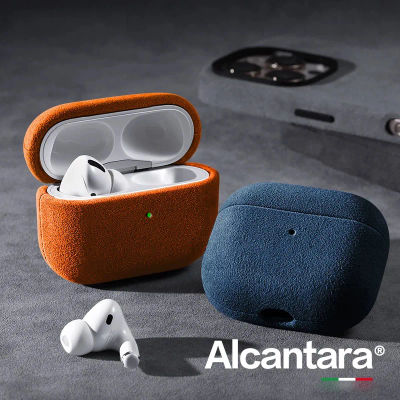 Funda naranja de Alcantara Real para AirPods Pro 3 Pro3, fundas de cuero de ante de lujo para AirPods 4 Pro 2 3 Turn, funda de piel