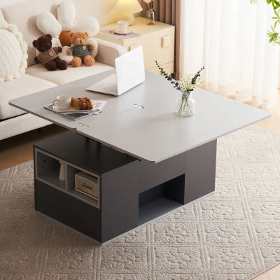 Mesa de centro multifunción elevable, se abre a 2 mesas, muebles modernos de gran capacidad para sala de estar, mesa de comedor de oficina