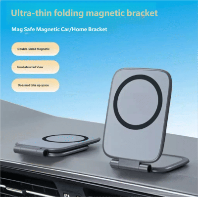 Soporte para teléfono de coche, ultrafino, con succión magnética, plegable, soporte magnético fuerte, soporte para teléfono de coche y escritorio