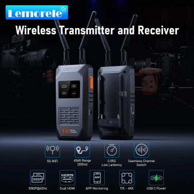 Transmisor y Receptor HDMI Inalámbrico Lemorele de 200M, Kit Extensor de Audio y Video 1080P para Fotografía, PC, TV y Monitor