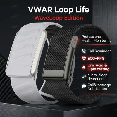 Reloj Inteligente Deportivo VWAR Loop Life WaveLoop Edition, Resistente al Agua 5ATM, con Monitor de Actividad Física, ECG+HRV, Ácido Úrico, Lípidos en Sangre, para Hombre
