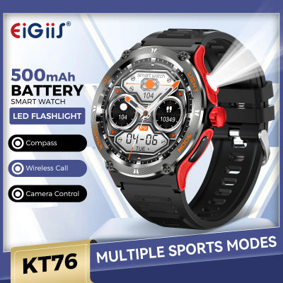 EIGIIS reloj inteligente 3ATM impermeable 1,53 "KT76 hombres deporte con brújula y linterna LED análisis del ritmo cardíaco del sueño llamada Bluetooth