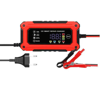 Cargador de Batería Inteligente para Coche y Motocicleta, 6A 12V, con Pantalla LCD, Unidad de Carga para Baterías de Plomo-Ácido