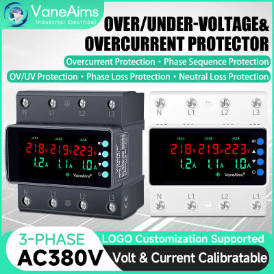 Protector de Voltaje y Corriente Ajustable Trifásico de 63A 100A, Relé de Protección de Monitor de Sobrevoltaje y Bajo Voltaje, Sobrecorriente, para Riel DIN, AC380V