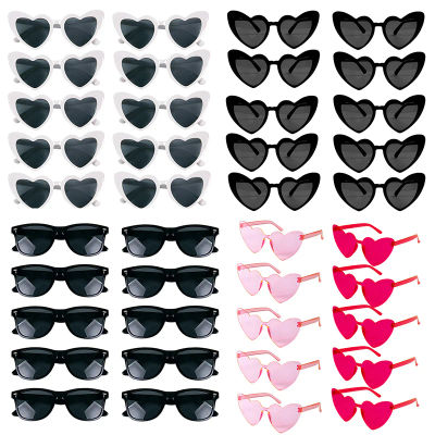 10 Uds. Gafas de sol para despedida de soltera, gafas cuadradas en forma de corazón en negro, blanco y rosa, gafas para fotos de novia y novio, decoración para despedida de soltera