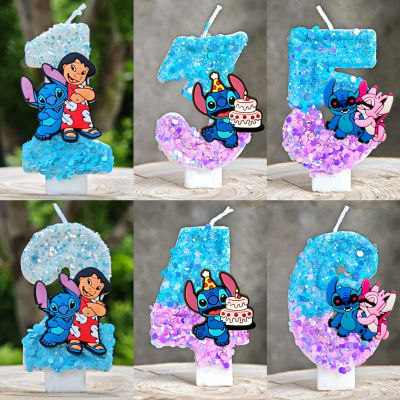 Vela de Lilo & Stitch con Número del 0 al 9, Decoración para Pastel de Cumpleaños, Adorno para Pastel de Fiesta de Cumpleaños, Decoración para Baby Shower, Regalo