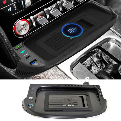 Cargador de teléfono para coche Ford Mustang 2015 2016 2017 2018 2019 2020 2021, 15w, cargador inalámbrico para coche, base de carga, soporte de carga