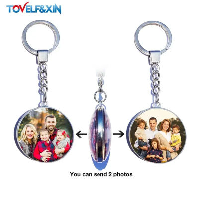 Llavero Personalizado de Doble Cara con Foto, Llaveros Personalizados con Cabujón de Vidrio, Regalos para Familiares, Amantes, Bebés, Llavero de Metal