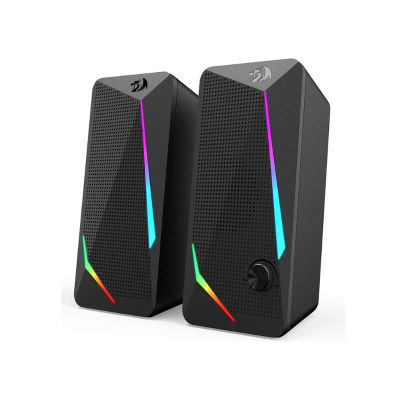 Redragon GS510 Waltz RGB Altavoces de escritorio, altavoz estéreo para computadora PC de 2,0 canales con 4 modos de retroiluminación LED de colores, mejorado