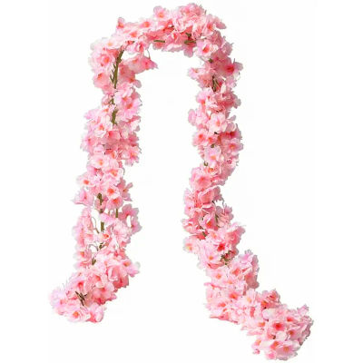 Flores artificiales de Sakura, enredadera para boda, jardín, arco de rosas, decoración de fiesta en casa, plantas de álbum de recortes de seda falsa nupcial de Navidad, 180CM