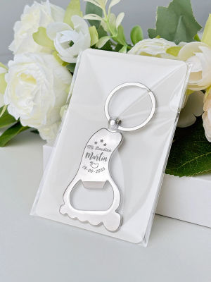 Recuerdo de Bautizo, Llavero Personalizado con Forma de Pie, Abrebotellas, Regalo de Primer Cumpleaños o Aniversario para Invitados, Recuerdo para Baby Shower