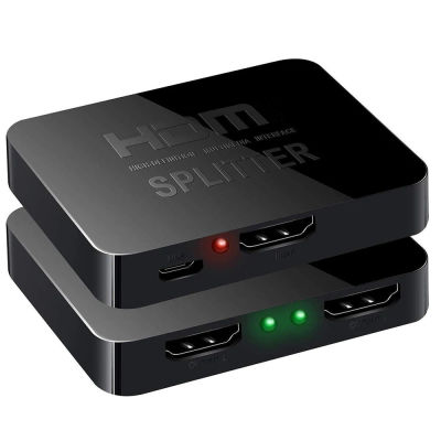 Interruptor divisor Compatible con HDMI 1x2 4K, amplificador distribuidor de vídeo 1 en 2 salidas, pantalla Dual para caja, Monitor de PC, proyector y portátil