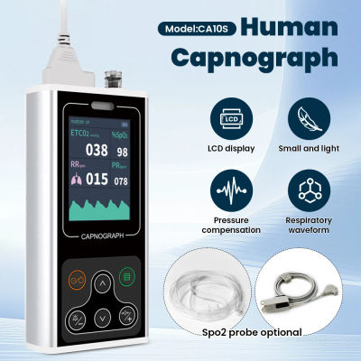 CONTEC CA10S Capnografo portátil adopta Sidestream ETCO2 SPO2 PR Monitor de signos vitales Sensor ETCO2 SPO2 Monitor de paciente portátil