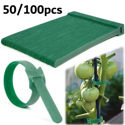 50/100pcs Lazos de nailon para plantas, antideslizantes, ajustables, reutilizables, cinta de sujeción para accesorios de jardín y hogar