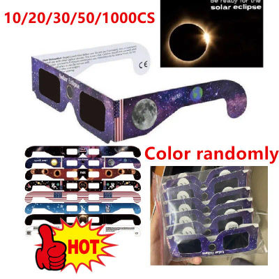 Gafas de Papel para Eclipse Solar, 10/20/30/50/100 Piezas, Seguras para Ver el Sol Directamente, Observar Eclipses Totales y Parciales, Venta al Por Mayor