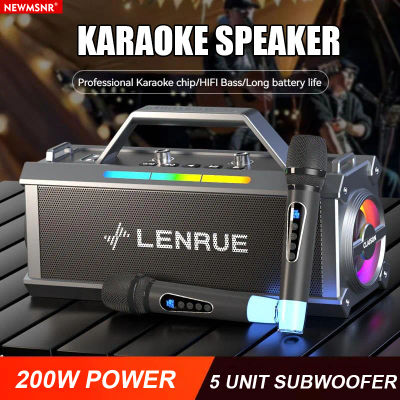 Potente Altavoz Bluetooth con efecto de luz de colores, 200W, con 2 micrófonos, sonido envolvente portátil, Subwoofer inalámbrico, Boombox, Karaoke en casa