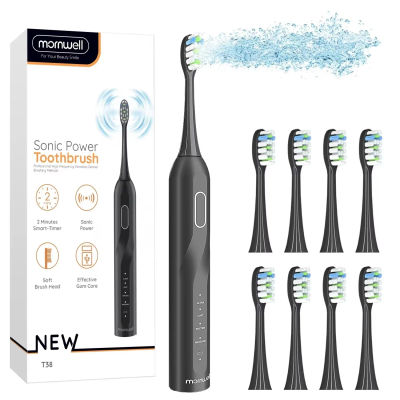 Cepillo de dientes eléctrico, 8 cabezales, cepillo de dientes eléctrico sónico con 40000VPM, limpieza profunda, 4 modos, recargable para adultos
